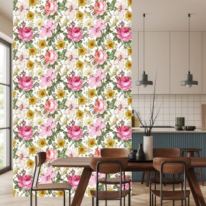 Papier Peint Pour La Chambre À Coucher Avec Des Fleurs – Image 4