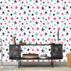 Papier Peint Pour Les Enfants - Étoiles Et Cercles Colorés – Image 5