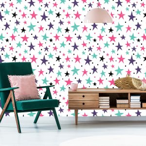 Papier Peint Pour Les Enfants - Étoiles Et Cercles Colorés – Image 6