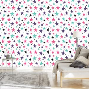 Papier Peint Pour Les Enfants - Étoiles Et Cercles Colorés – Image 3