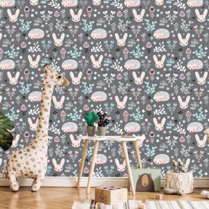 Papier Peint Pour Une Fille, Des Animaux, Des Lièvres, Des Plantes – Image 5