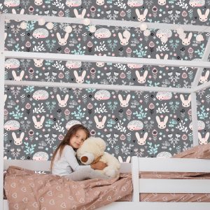 Papier Peint Pour Une Fille, Des Animaux, Des Lièvres, Des Plantes – Image 7