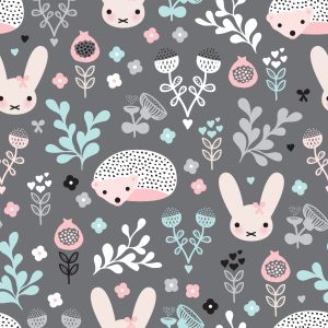 Papier Peint Pour Une Fille, Des Animaux, Des Lièvres, Des Plantes – Image 1