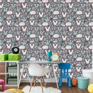 Papier Peint Pour Une Fille, Des Animaux, Des Lièvres, Des Plantes – Image 4