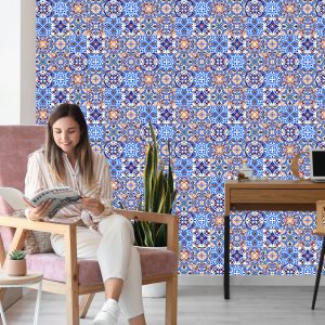 Papier Peint Pour La Salle À Manger Imitation De Carreaux Mosaïque Colorée – Image 7