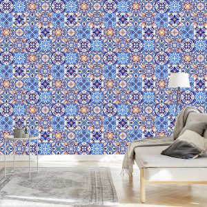 Papier Peint Pour La Salle À Manger Imitation De Carreaux Mosaïque Colorée – Image 3