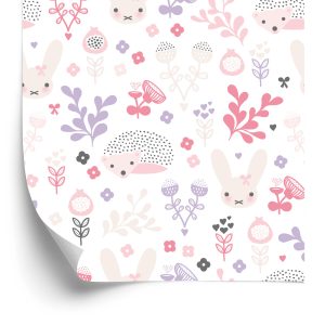 Papier Peint Pastel Animaux Fleurs Pour Filles – Image 2