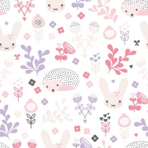 Papier Peint Pastel Animaux Fleurs Pour Filles – Image 1