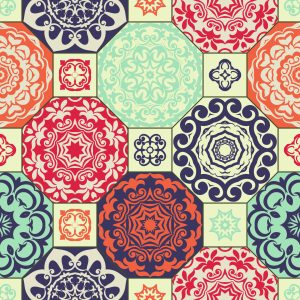 Papier Peint Ornements Colorés Dans Un Style Rétro – Image 1