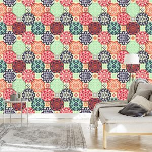 Papier Peint Ornements Colorés Dans Un Style Rétro – Image 3