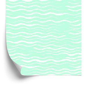 Papier Peint Turquoise - Vagues Blanches Dessinées À La Craie – Image 2