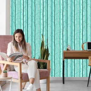 Papier Peint Arbres Dans Une Forêt Turquoise – Image 7