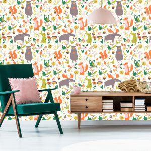 Papier Peint Pour Les Enfants - Animaux De La Forêt Mignons – Image 6