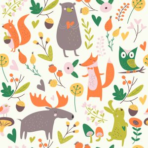 Papier Peint Pour Les Enfants - Animaux De La Forêt Mignons – Image 1