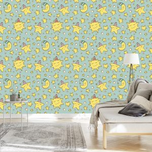 Papier Peint Pour Les Enfants - Étoiles Et Lunes – Image 3