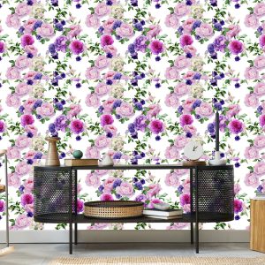 Papier Peint Motif Floral Avec Des Roses Aquarelles – Image 5