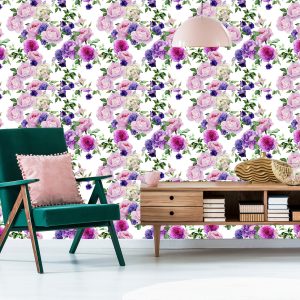 Papier Peint Motif Floral Avec Des Roses Aquarelles – Image 6