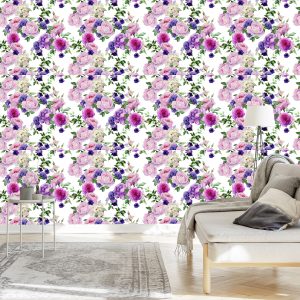 Papier Peint Motif Floral Avec Des Roses Aquarelles – Image 3