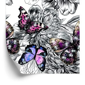 Papier Peint Papillons Fleurs Plantes Couloir – Image 2