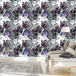 Papier Peint Papillons Fleurs Plantes Couloir – Image 3