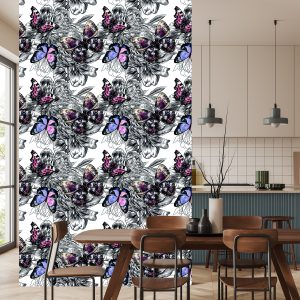 Papier Peint Papillons Fleurs Plantes Couloir – Image 4