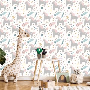 Papier Peint Pour Les Enfants - Licornes Pastel – Image 5