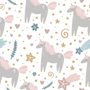 Papier Peint Pour Les Enfants - Licornes Pastel – Image 1