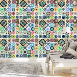 Papier Peint Mosaïque Orientale Colorée Pour La Cuisine – Image 3