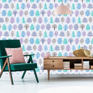 Papier Peint Forêt Arbres Colorés Chambre D'enfants – Image 6