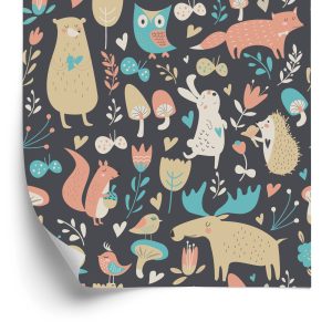 Papier Peint Pour Les Enfants - Animaux Et Plantes De La Forêt – Image 2