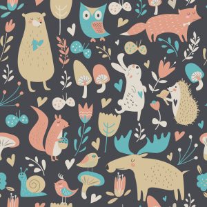 Papier Peint Pour Les Enfants - Animaux Et Plantes De La Forêt – Image 1