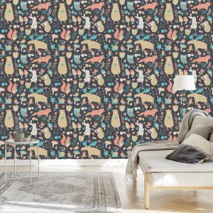 Papier Peint Pour Les Enfants - Animaux Et Plantes De La Forêt – Image 3