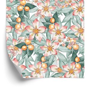 Papier Peint Feuilles Et Fleurs Colorées Peintes À L'aquarelle – Image 2