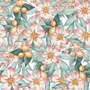 Papier Peint Feuilles Et Fleurs Colorées Peintes À L'aquarelle – Image 1