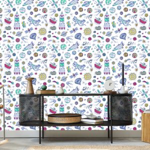 Papier Peint Space Ships Rockets Pour Une Chambre De Bébé – Image 5