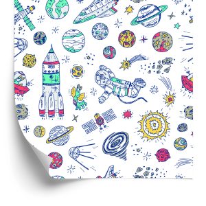 Papier Peint Space Ships Rockets Pour Une Chambre De Bébé – Image 2