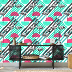 Papier Peint Flamants Roses Et Motifs Géométriques – Image 5