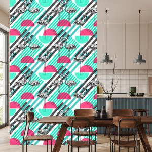 Papier Peint Flamants Roses Et Motifs Géométriques – Image 4