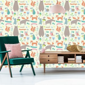 Papier Peint Pour Les Enfants - Animaux De La Forêt Et Amis – Image 6