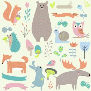 Papier Peint Pour Les Enfants - Animaux De La Forêt Et Amis – Image 1