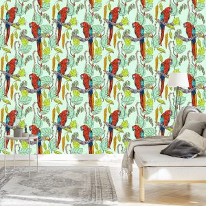 Papier Peint Beaux Perroquets Colorés – Image 3