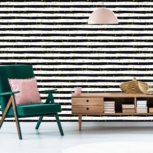 Papier Peint Rayures À Pois Modernes Pour Le Bureau De Salon – Image 6