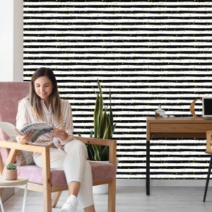 Papier Peint Rayures À Pois Modernes Pour Le Bureau De Salon – Image 7