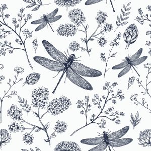 Papier Peint Pour Les Enfants, Papillons, Plantes, Fleurs – Image 1