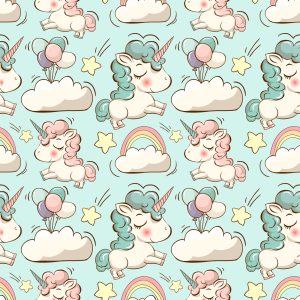 Papier Peint Pour Les Enfants - Licornes Colorées – Image 1