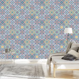 Papier Peint Pour La Cuisine, La Salle À Manger, Les Motifs De Mosaïque Colorés – Image 3