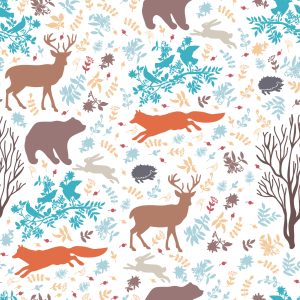 Papier Peint Pour Les Enfants - Animaux De La Forêt Colorés – Image 1