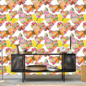 Papier Peint Papillons Fleurs Colorées Chambre D'enfant – Image 5