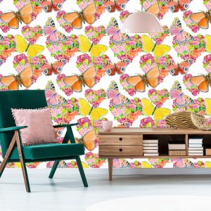 Papier Peint Papillons Fleurs Colorées Chambre D'enfant – Image 6