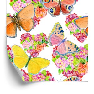 Papier Peint Papillons Fleurs Colorées Chambre D'enfant – Image 2
